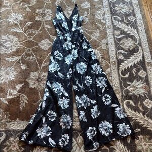 Floral Black and White Jumpsuit